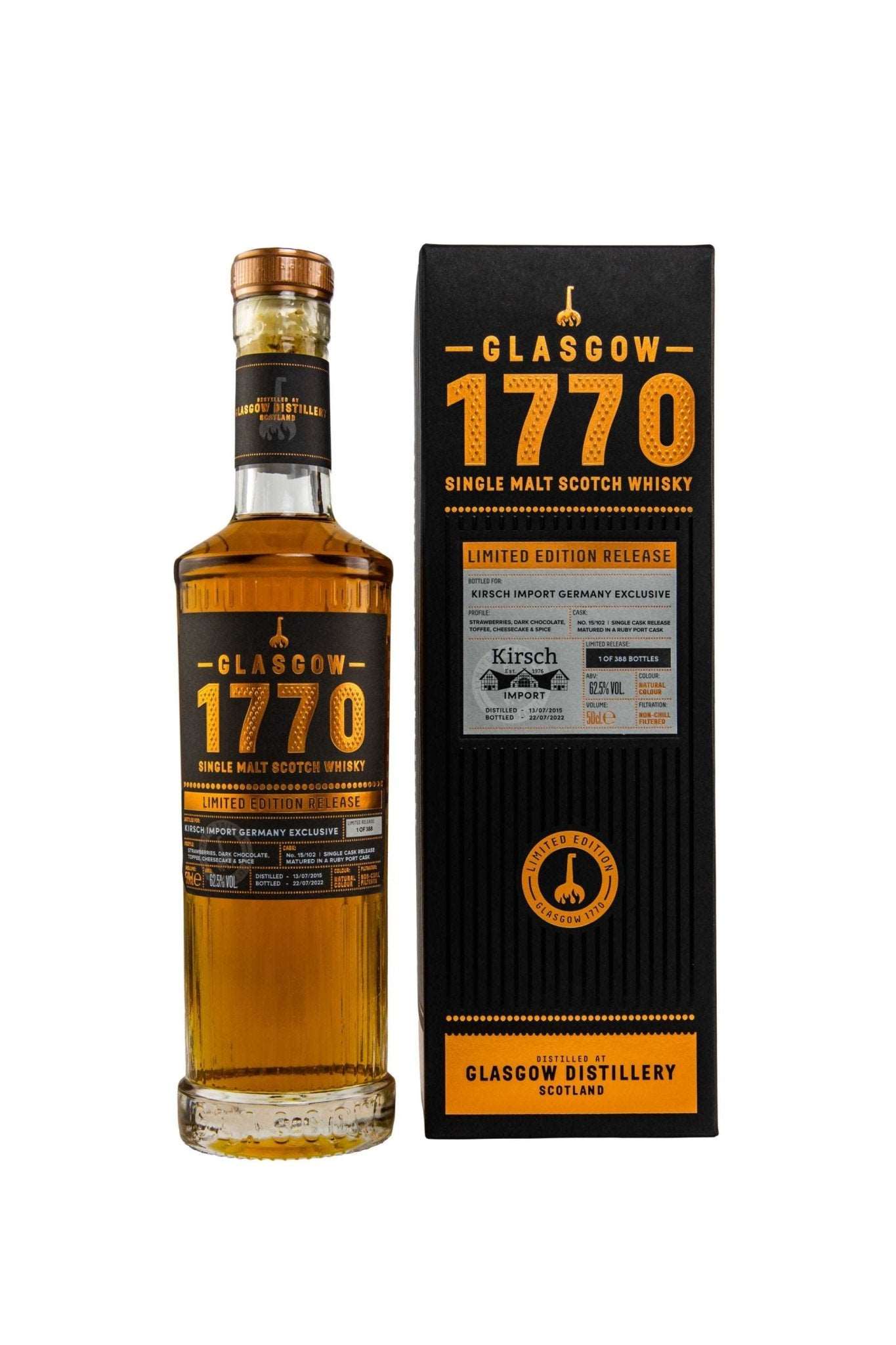 1770 Glasgow Distillery 2015/2022 Single Port Cask #15/102 for Kirsch 62,5% vol. 500ml 1 - Maltimore - Premium Whisky Onlineshop