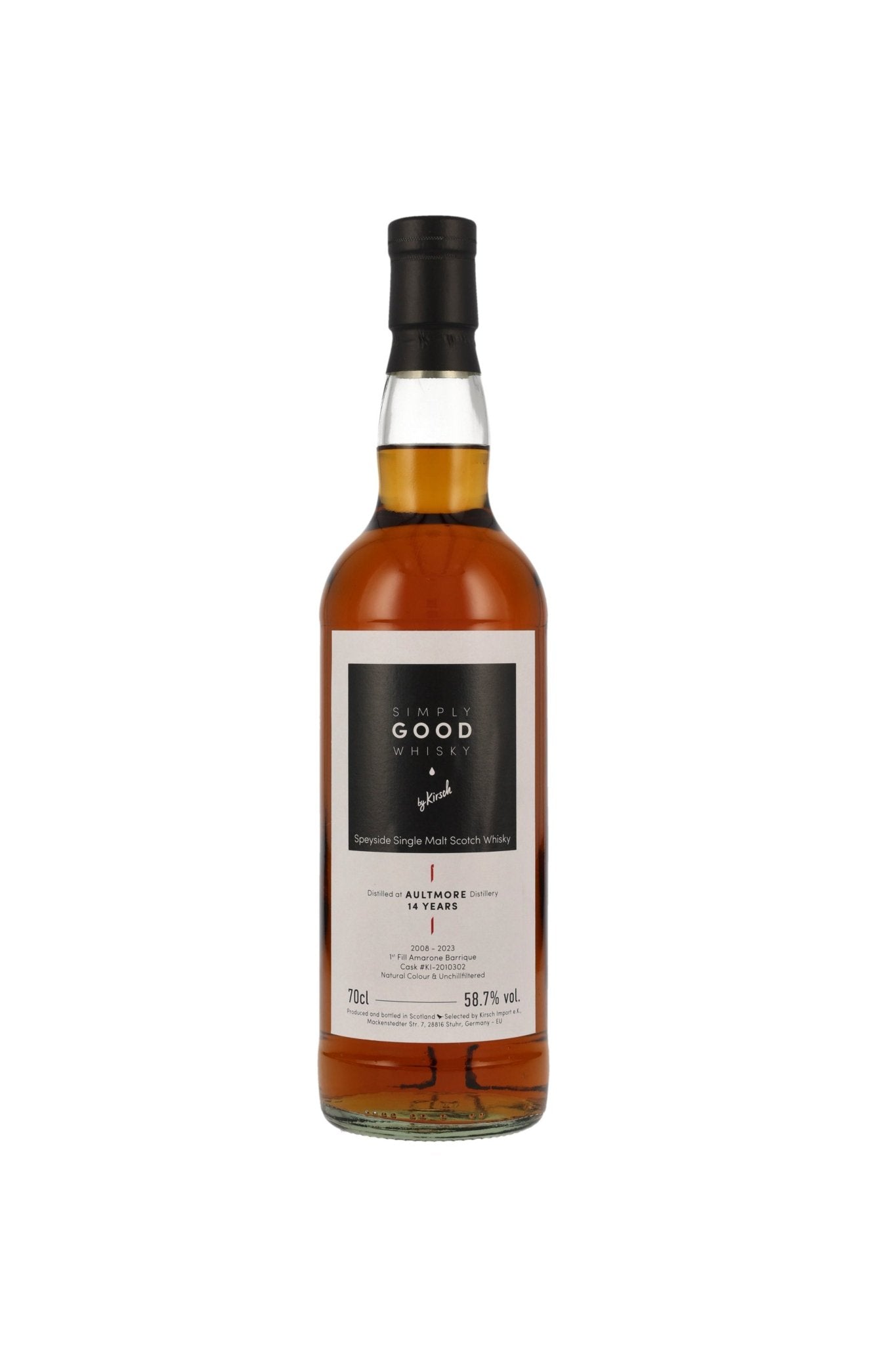 Aultmore 2008 KI 14 Jahre Simply Good Whisky by Kirsch Amarone Barrique 58,7% vol. 700ml 1 - Maltimore - Premium Whisky Onlineshop