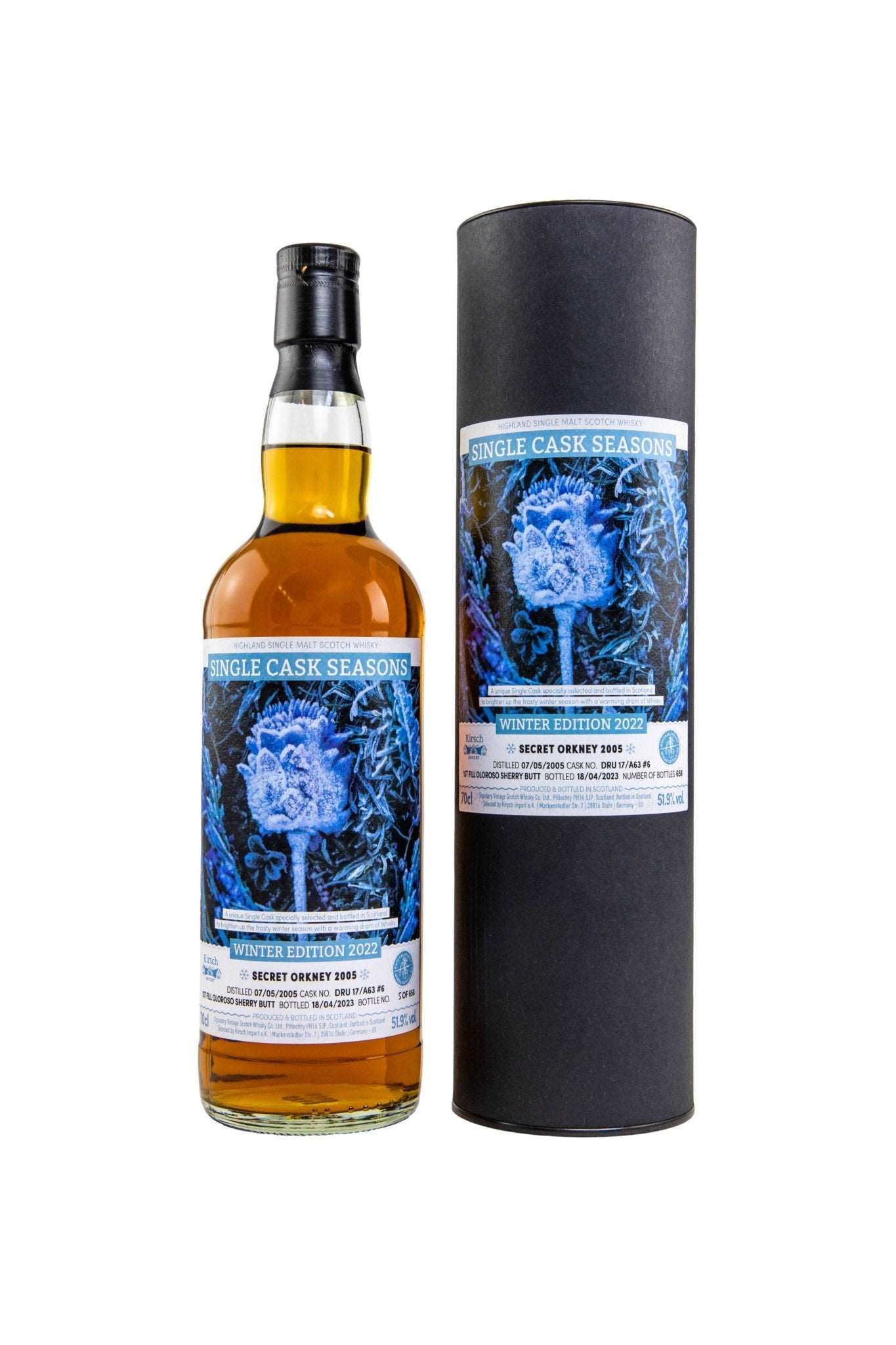 Secret Orkney 2005 SV Single Cask Seasons Winter 2022 1st Fill Oloroso Sherry Butt #DRU 17/A63 51,9% vol. 700ml 1 - Maltimore - Premium Whisky Onlineshop