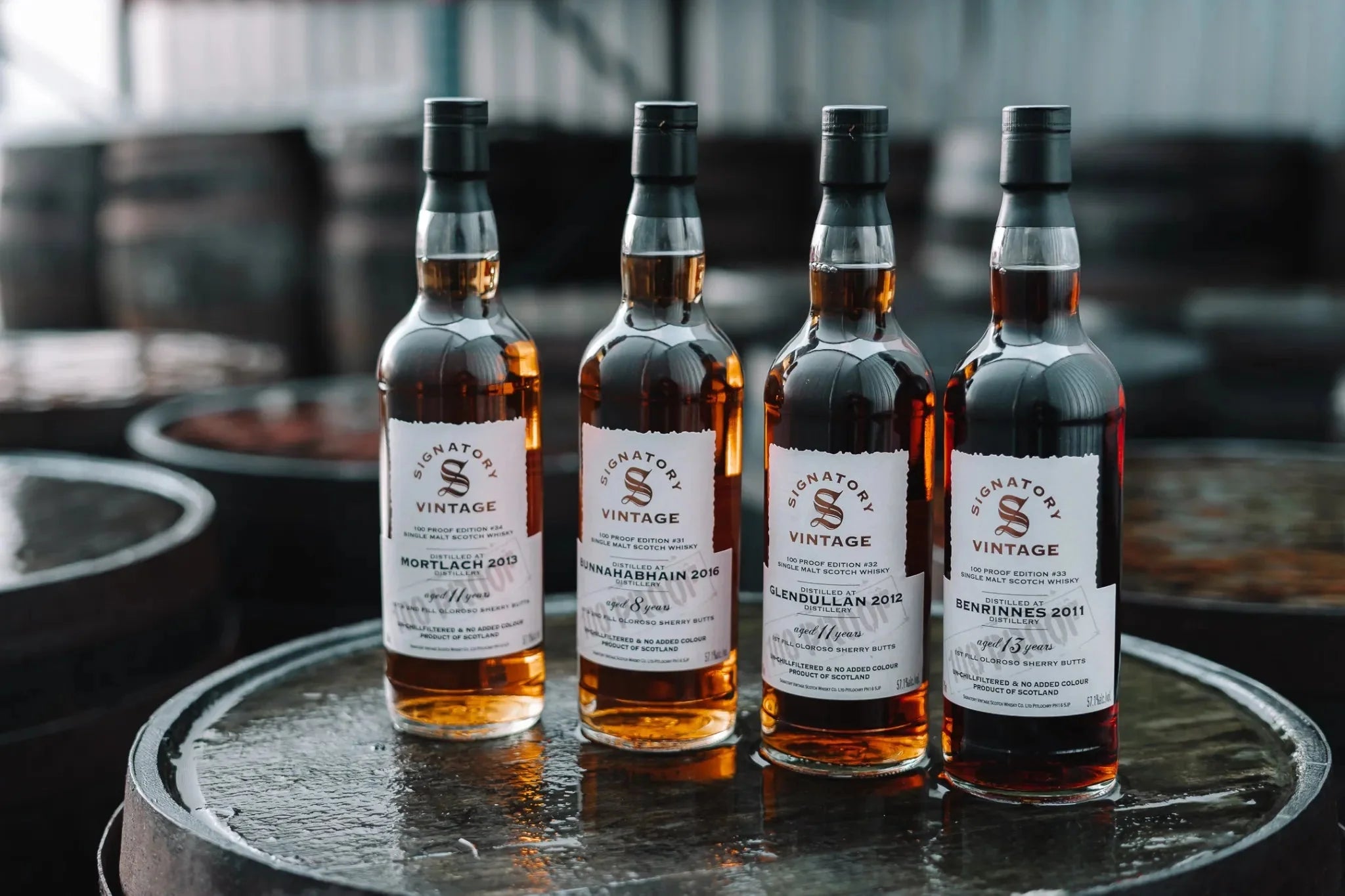 Signatory 100 Proof Edition #31 bis #34 – Bunnahabhain, Glendullan, Benrinnes und Mortlach