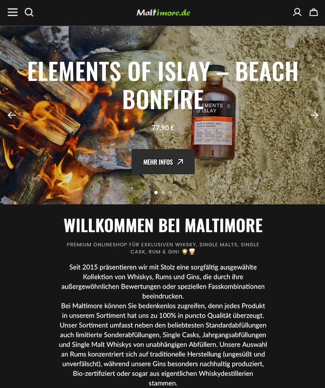 Webseite überarbeitet: Relaunch von MALTIMORE.DE - Maltimore - Premium Whisky Onlineshop