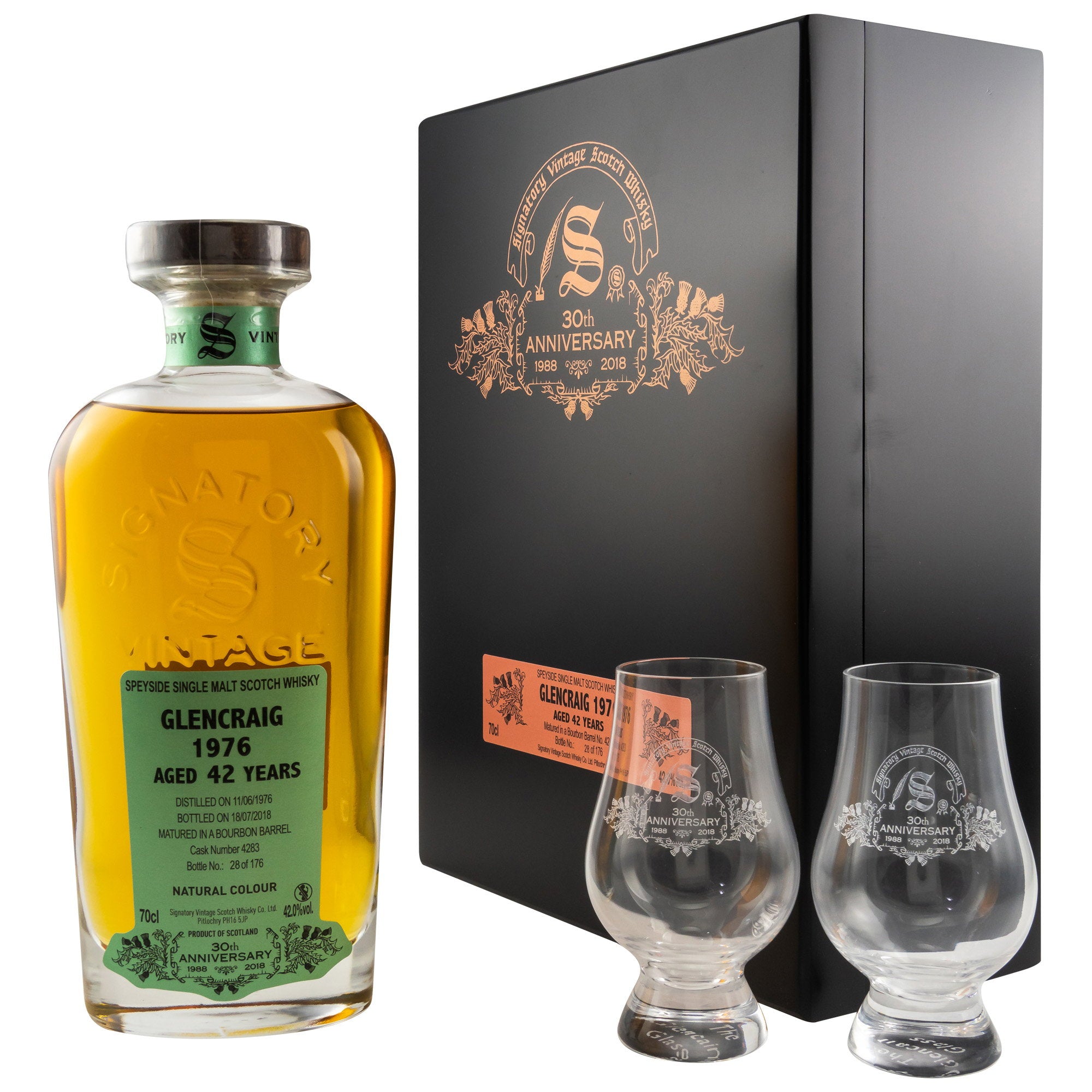 Glencraig 1976/2018 42 Jahre #4283 Signatory 30th Anniversary + 2 Gläser 42,0% vol. 700ml