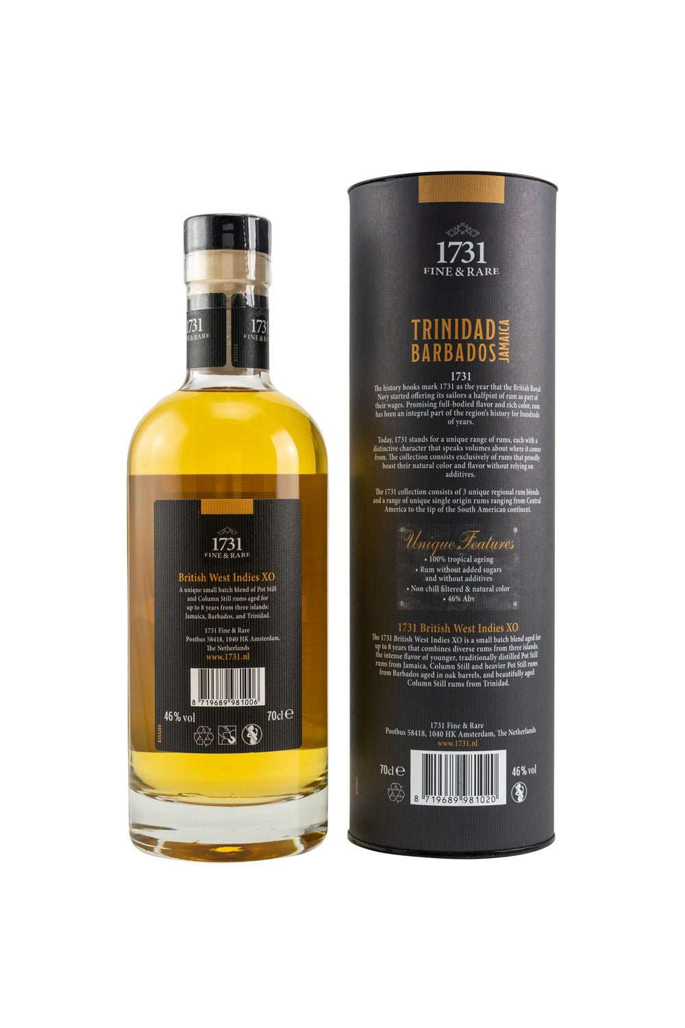 1731 Fine & Rare British West Indies XO Rum 46% vol. 700ml - Maltimore - Premium Whisky Onlineshop