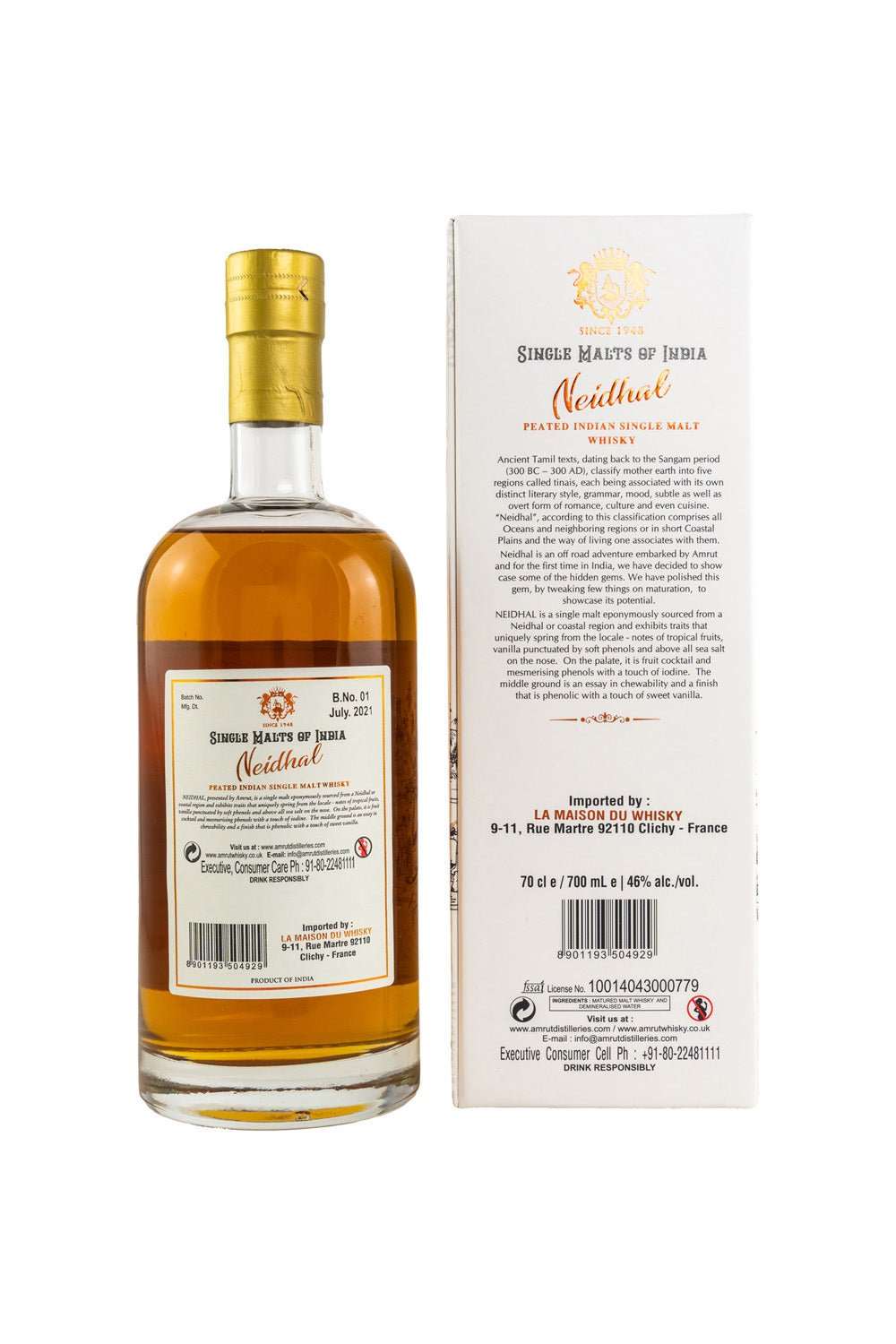 Amrut Neidhal Peated Single Malts of India 46% vol. 700ml - Maltimore - Premium Whisky Onlineshop