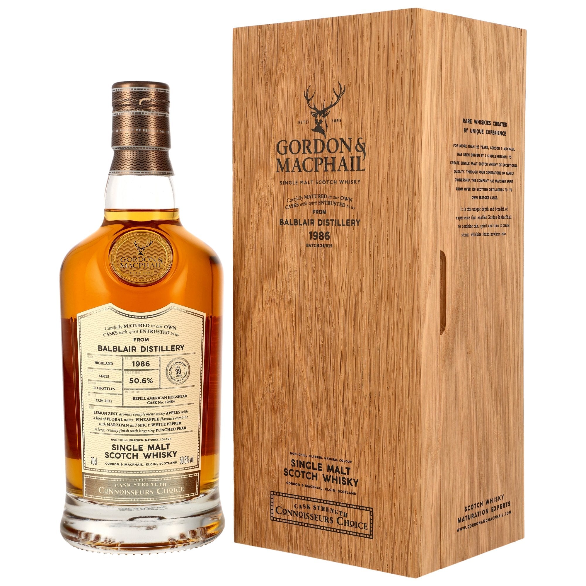 Balblair 1986/2025 38 Jahre Refill American Hogshead #12484 Gordon & MacPhail Connoisseurs Choice 50,6% vol. 700ml