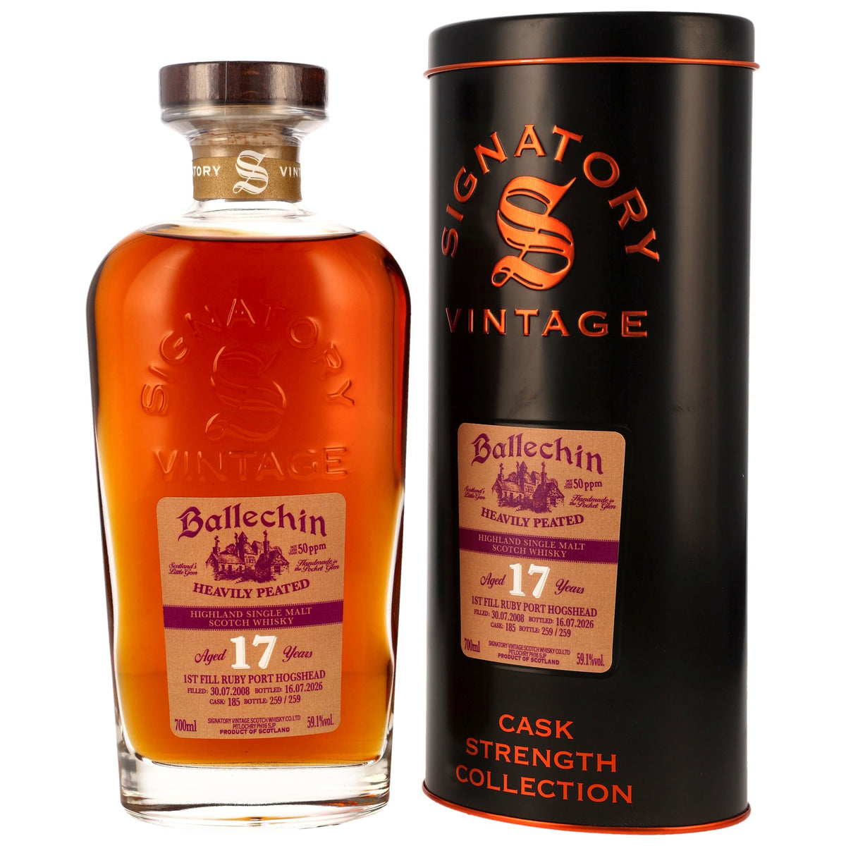 Ballechin 2008/2026 17 Jahre 1st Fill Ruby Port Cask #185 Signatory 59,1% vol. 700ml