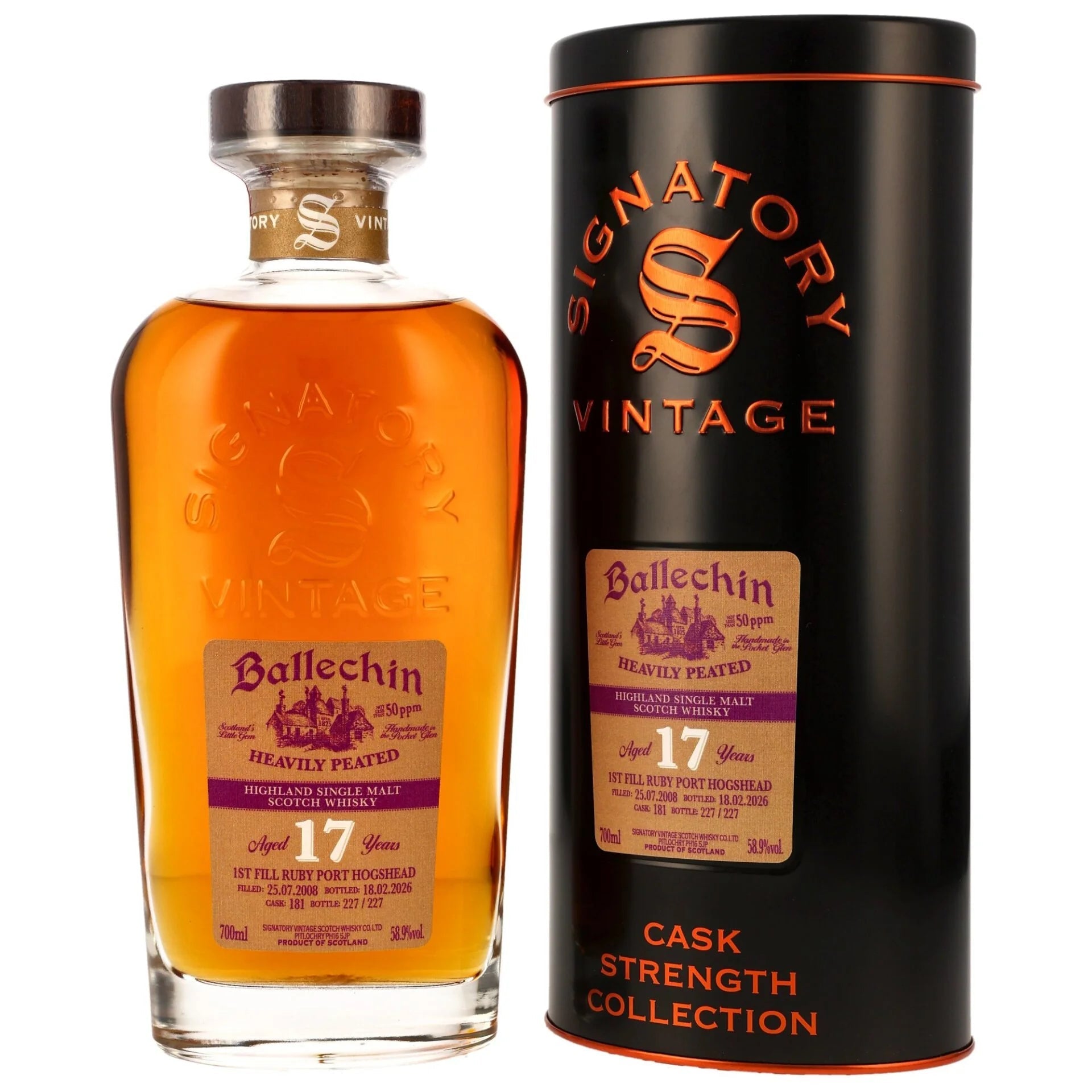 Ballechin 2008 Signatory Vintage 1st Fill Ruby Port Hogshead 181 58,9% vol. 700ml 1 - Maltimore.de - Premium Whisky Onlineshop
