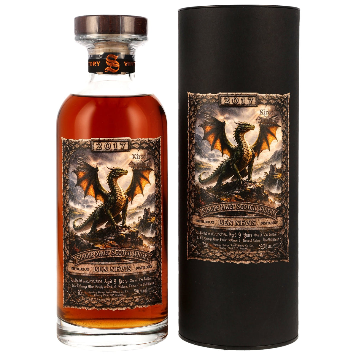 Ben Nevis 2017/2026 9 Jahre Orange Wine Finish #6 Signatory Kirsch Dragon 59% vol. 700ml – Vorderansicht