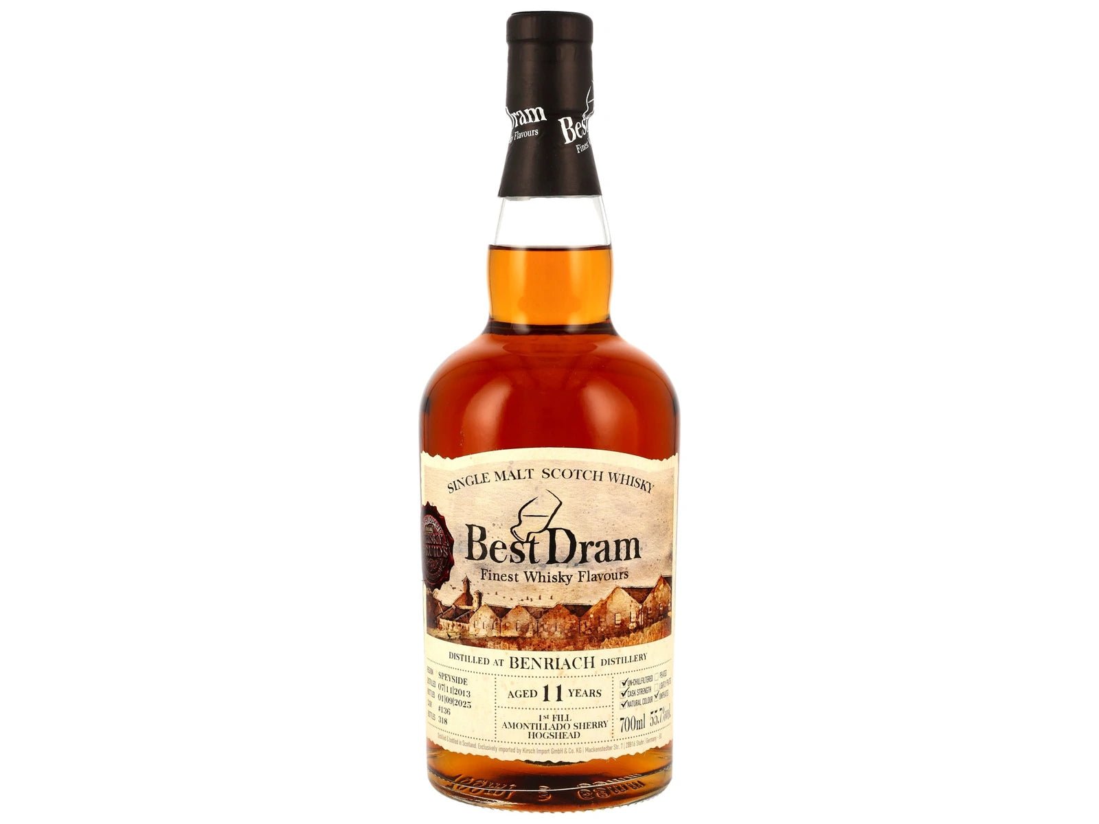 Benriach 2013/2025 – Amontillado Sherry Hogshead Best Dram 136 55,7% vol. 700ml 1 - Maltimore.de - Premium Whisky Onlineshop