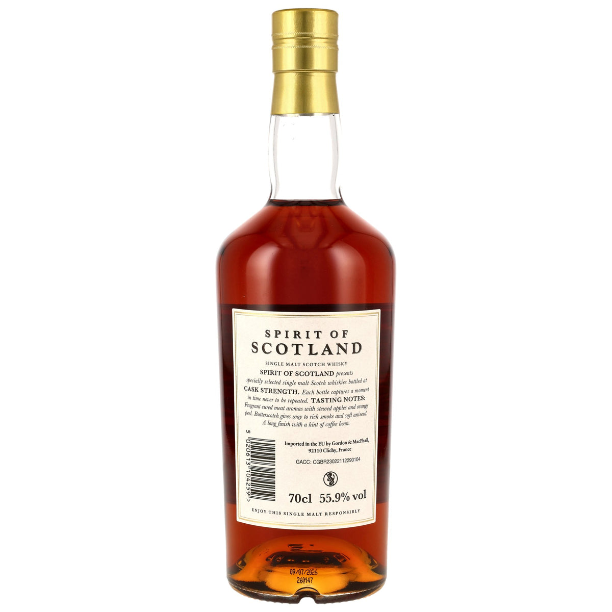 Caol Ila 2012/2026 14 Jahre Spirit of Scotland 55,9 % Flaschenrückseite