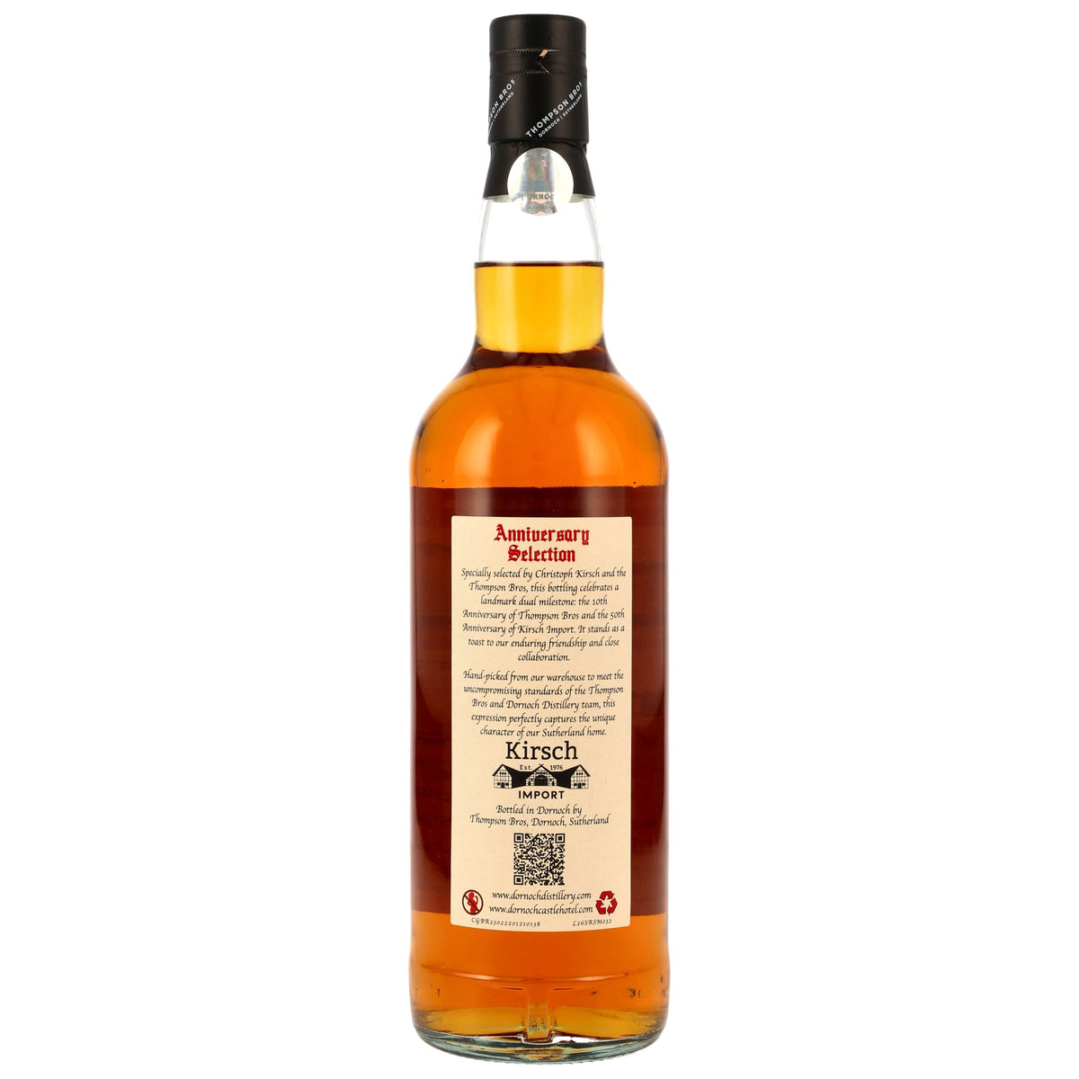 Clynelish 2013/2026 13 Jahre 1st Fill Bourbon Cask #SR26080 Thompson Bros. 52,7% vol. 700ml – Rückansicht und Etikett