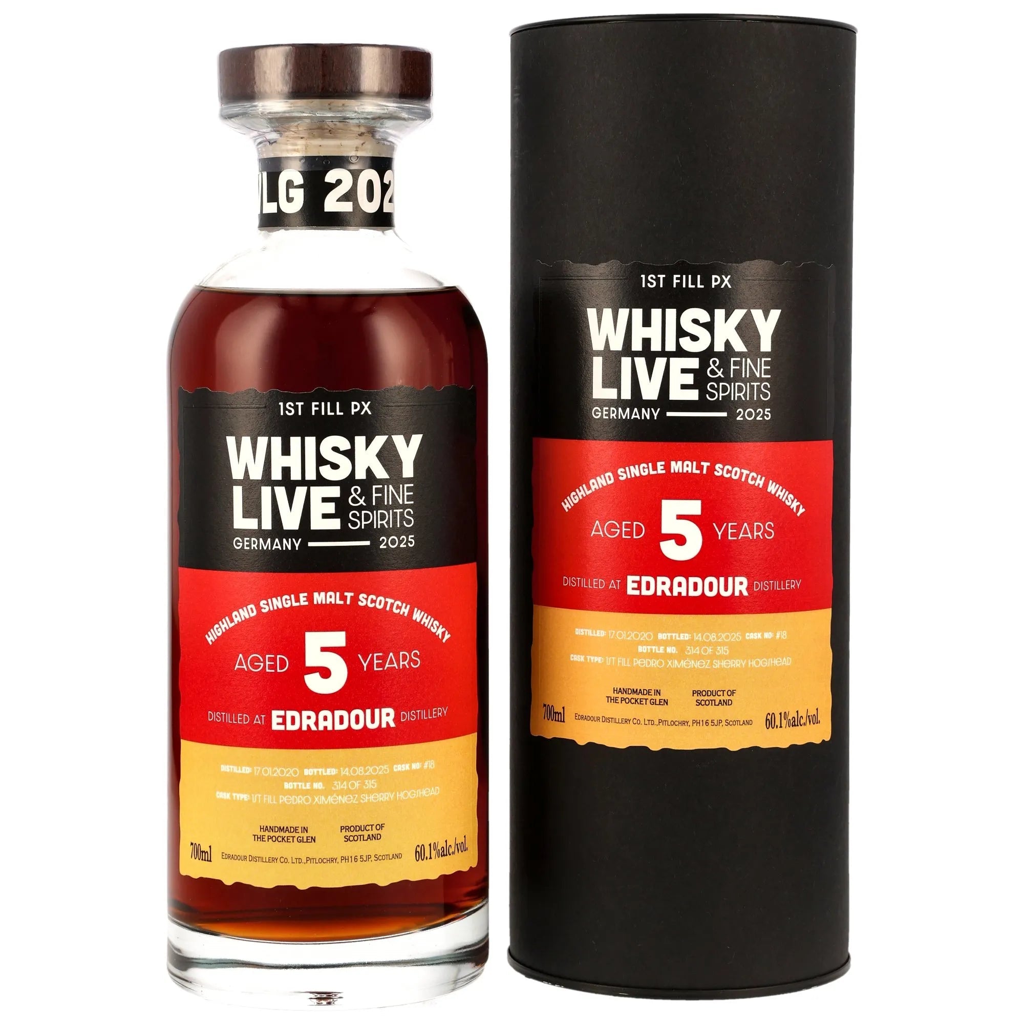 Edradour 2020/2025 5 y.o. 1st Fill PX Sherry Cask 18 WhiskyLive Germany 60,1% vol. 700ml 1 - Maltimore.de - Premium Whisky Onlineshop