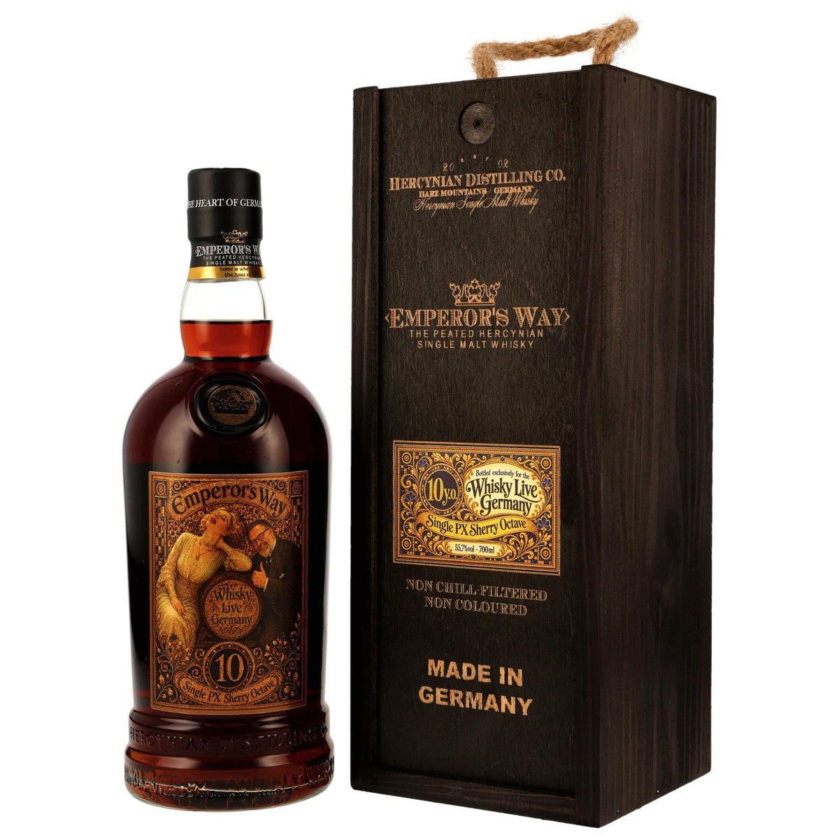 Emperor’s Way 10 Jahre Peated PX Sherry Octave Whisky Live Germany 55,7% vol. 700ml – Vorderansicht