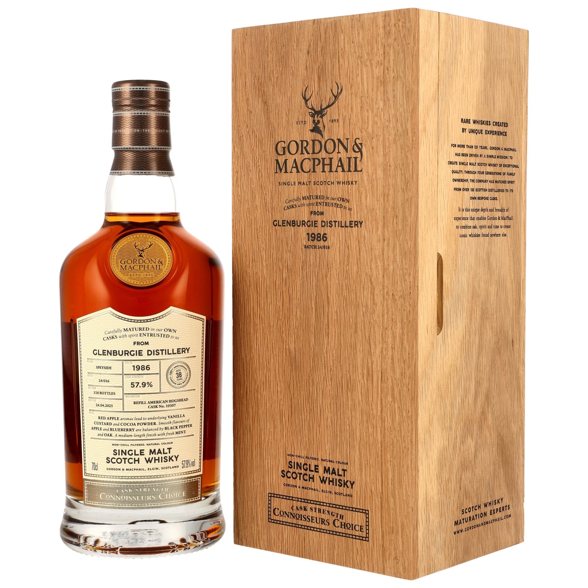 Glenburgie 1986/2025 38 Jahre Refill American Hogshead #10307 Gordon & MacPhail Connoisseurs Choice 57,9% vol. 700ml