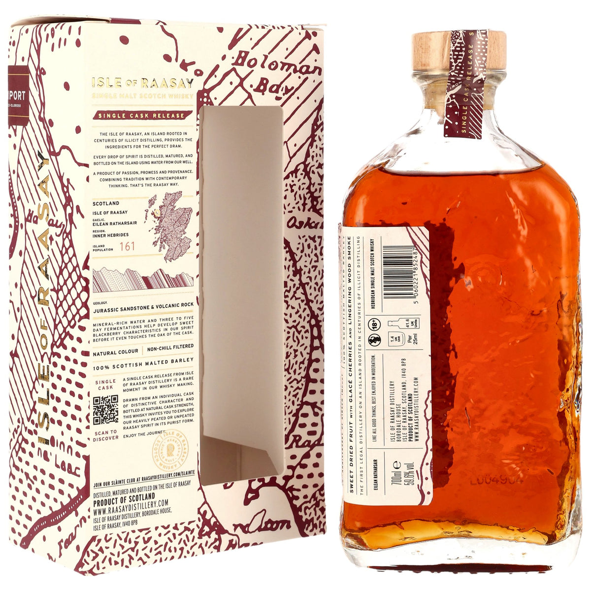 Isle of Raasay 2021/2026 Ex-Oloroso Sherry Barrique #21/142 59,6% vol. 700ml – Rückansicht und Etikett