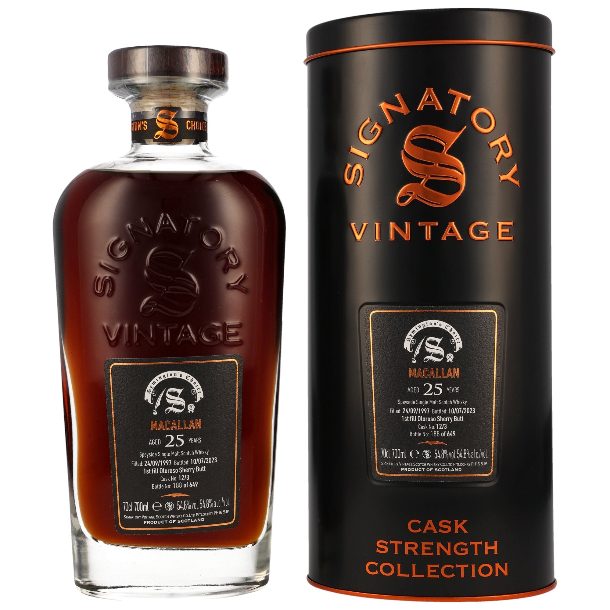 Macallan 1997/2023 25 Jahre First Fill Oloroso Sherry Butt #12/3 Signatory Symington's Choice 54,8% vol. 700ml