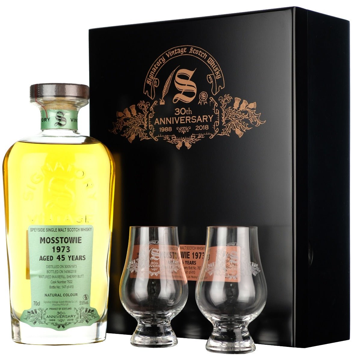 Mosstowie 1973/2018 45 Jahre #7622 Signatory 30th Anniversary + 2 Gläser 51,6% vol. 700ml