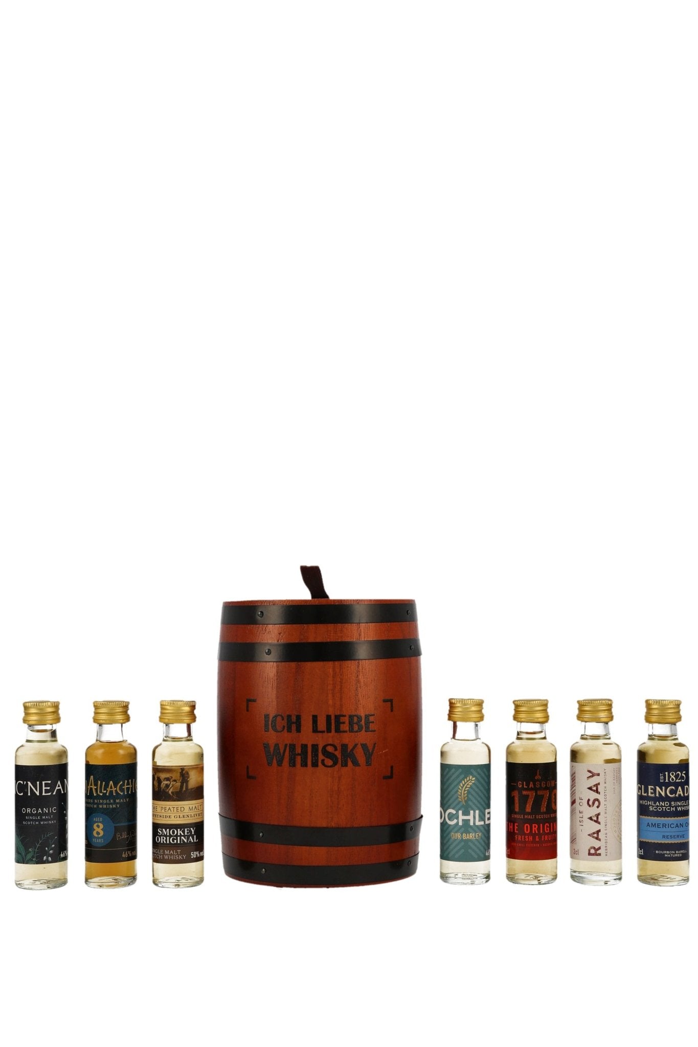 Scotch Whisky Tasting Fass "Ich liebe Whisky" Kirsch Import Taste24 7x20ml 1 - Maltimore - Premium Whisky Onlineshop