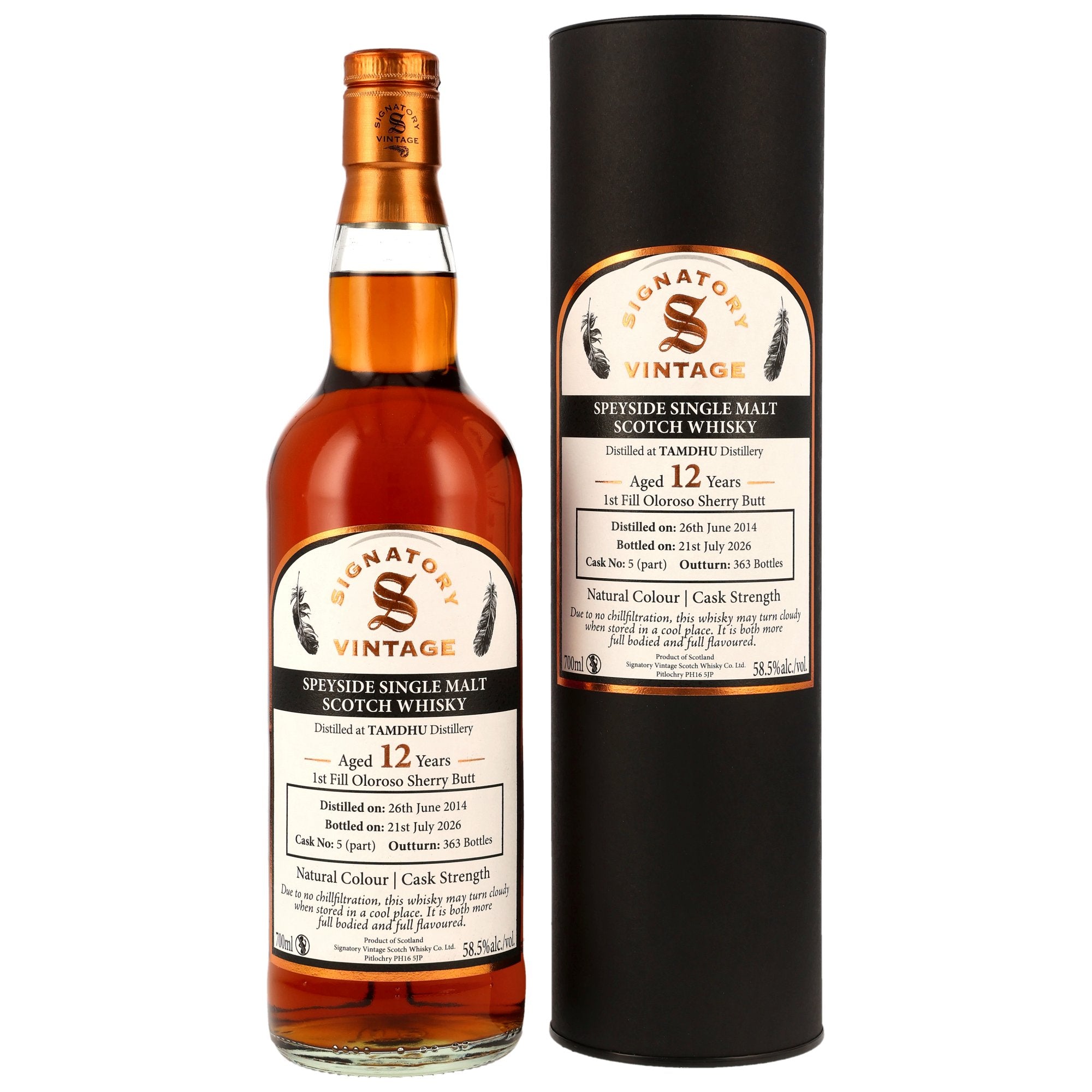 Tamdhu 2014/2026 12 Jahre 1st Fill Oloroso Sherry Butt #5 Signatory 58,5% vol. 700ml