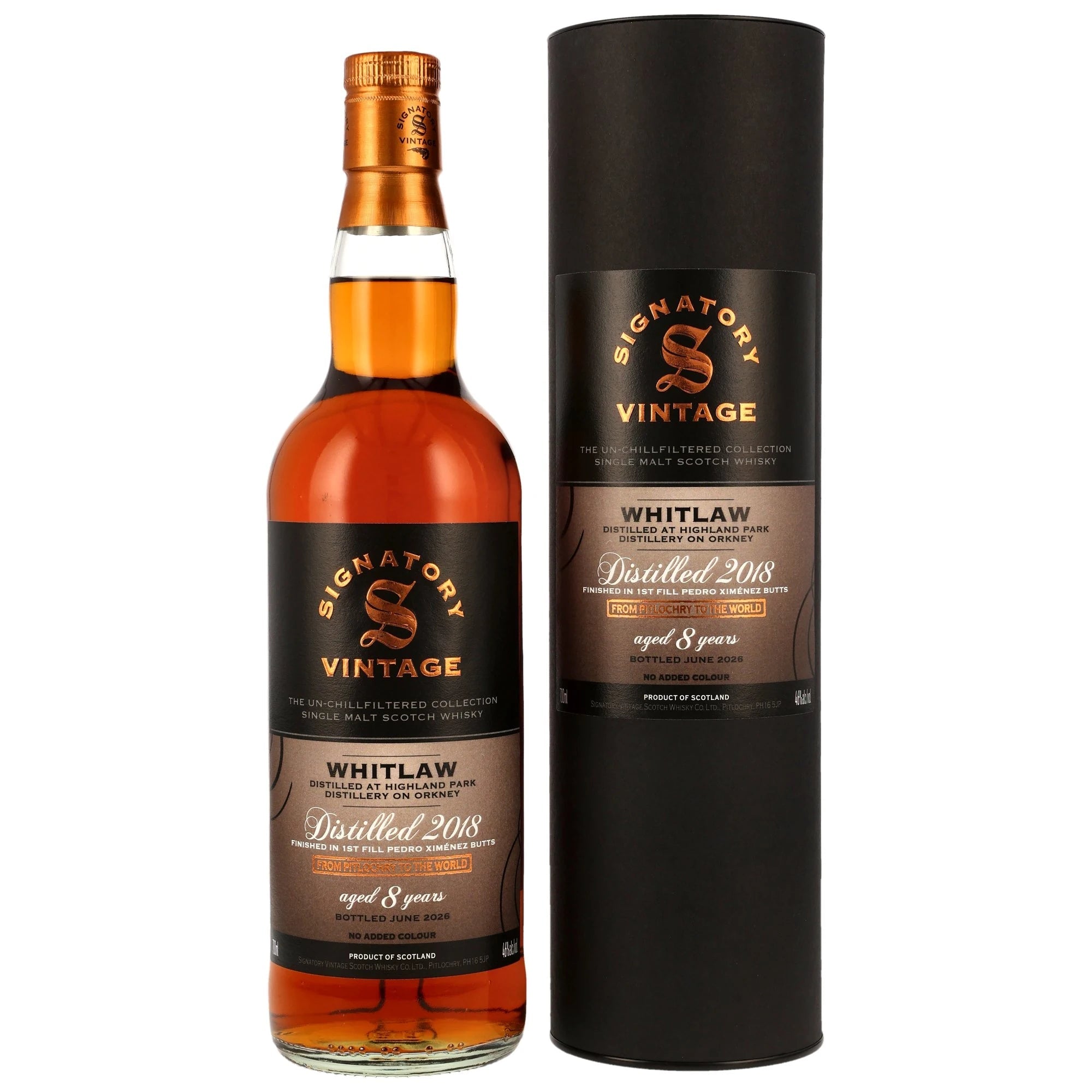 Whitlaw 2018/2026 1st Fill PX Sherry Butts Finish Signatory Un-Chillfiltered 46% vol. 700ml 1 - Maltimore.de - Premium Whisky Onlineshop